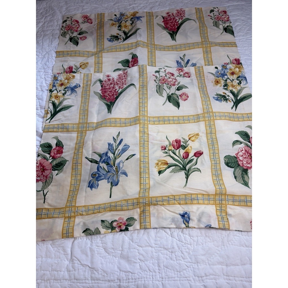 Springs Industries Floral Yellow Pillow Shams Tulips Flower Bouquets Vtg Set
